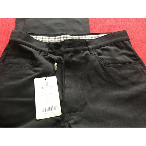 102 - Aquascutum London Michael Leisure Black Trousers, 100% Cotton, Size 32 Reg. (New)