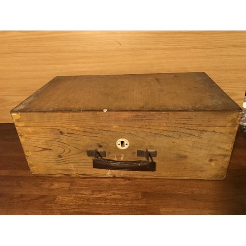 563 - Vintage Wooden Tool Box - No Key (49 W. x 28 D. x 19cm H.)