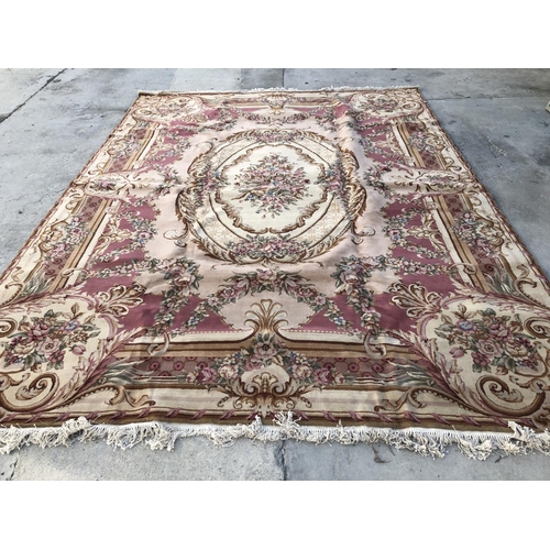 569 - Hand Made Chinese Oriental Floral Wool Rug 160 Lines Plush Pile (366 x 274) (Minor Defect at Edge) (... 