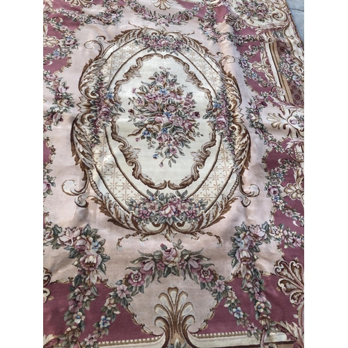 569 - Hand Made Chinese Oriental Floral Wool Rug 160 Lines Plush Pile (366 x 274) (Minor Defect at Edge) (... 