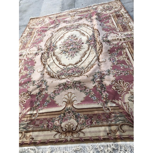 569 - Hand Made Chinese Oriental Floral Wool Rug 160 Lines Plush Pile (366 x 274) (Minor Defect at Edge) (... 