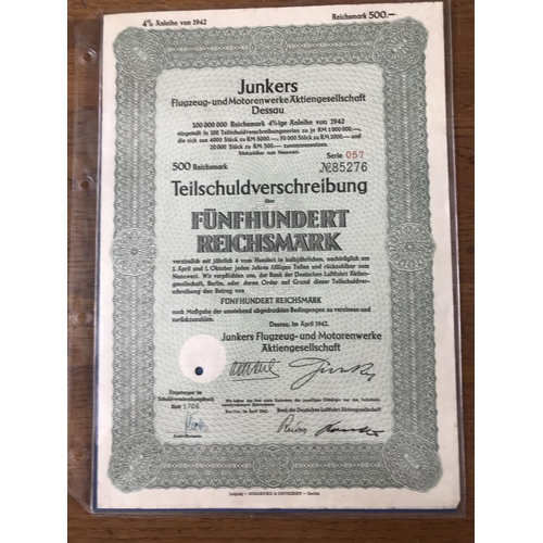 206 - 1942 German Junkers Share/Stock Certificate