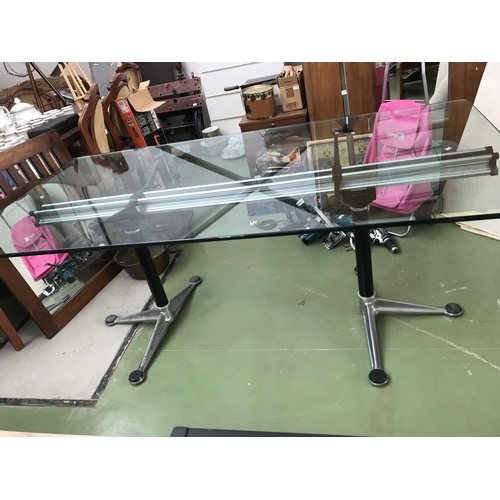 63 - Large Glass Top Desk/Dining Table with Rubbish Bin Underneath  (180 W. x 90 D. x 72cm H.)