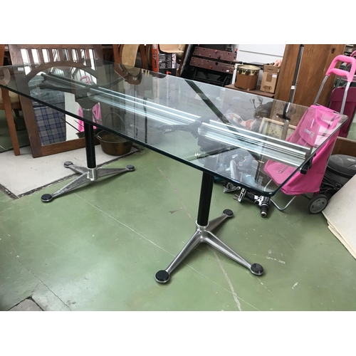 63 - Large Glass Top Desk/Dining Table with Rubbish Bin Underneath  (180 W. x 90 D. x 72cm H.)