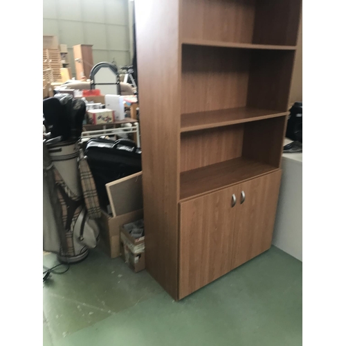 66 - Tall 3-Shelve Wooden Bookcase with Bottom Cabinet (90 W. x 38 D. x 180cm H.) - Taken Back on 1/8/202... 