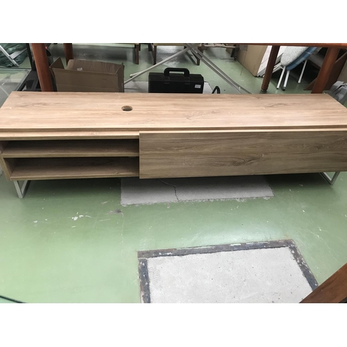 86 - Large Light Wood TV Cabinet (185 W. x 44 D. x 41cm H.)