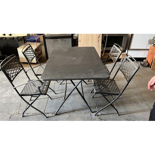 211 - Scab Design Studio Italy Weather Resistant Wrought Iron Large Garden Folding Table with 4 Matching F... 