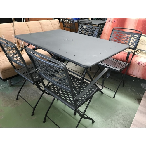 211 - Scab Design Studio Italy Weather Resistant Wrought Iron Large Garden Folding Table with 4 Matching F... 