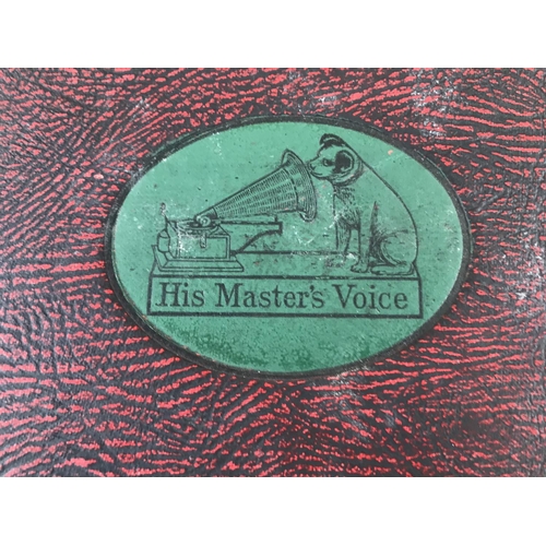 53 - 'His Master Voice' Antique Album Filled with 12 Gramophone Records