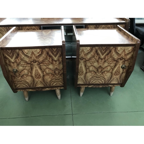 83 - Vintage Dressing Table with Pair of Bedside Cabinets (Needing Handles - Cabinet 134 W. x 45 d. x 83c... 