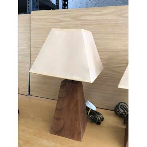 203 - Pair of Solid Wood Table Lamps