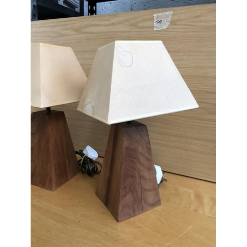 203 - Pair of Solid Wood Table Lamps