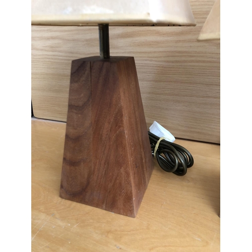 203 - Pair of Solid Wood Table Lamps