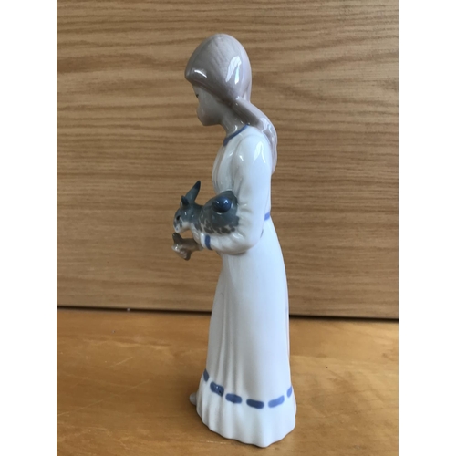 189 - Casades Porcelain Figurine of Girl Feeding Rabbit (22cm H.)