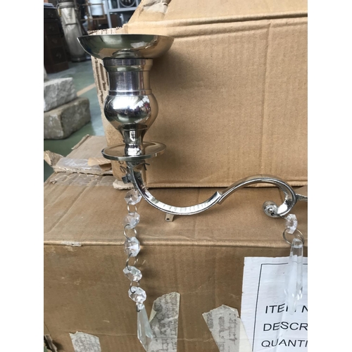 106 - Large Chrome and Glass Candle Stand (Unused, Boxed)