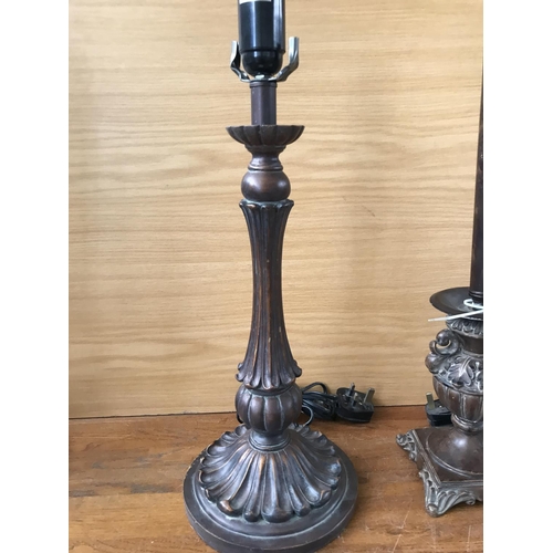 153 - Pair of Carved Wood and Resin Table Lamp Bases (60cm H., 50cm H.)