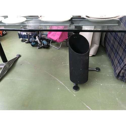 63 - Large Glass Top Desk/Dining Table with Rubbish Bin Underneath  (180 W. x 90 D. x 72cm H.)