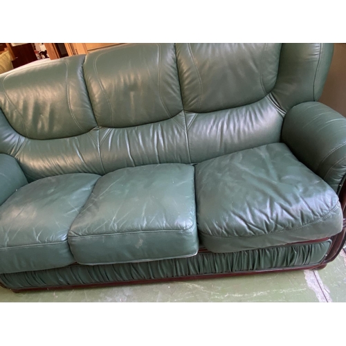 3 - Harrods Mattucci 3-Seat Dark Green Leather Sofa