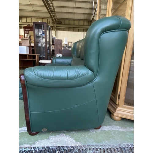 3 - Harrods Mattucci 3-Seat Dark Green Leather Sofa