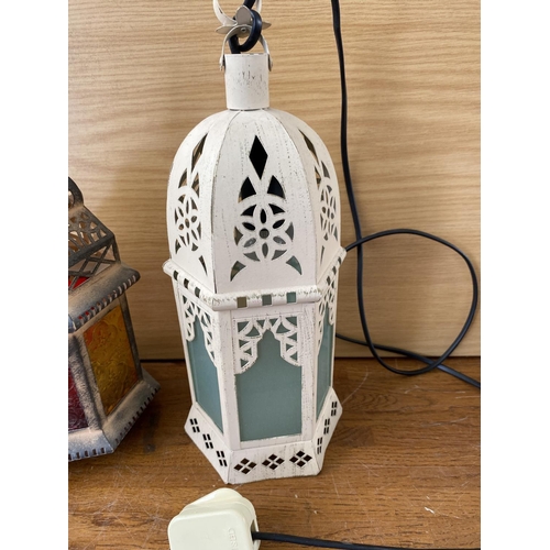 135 - Oriental Style Electric Lantern and Candle Lantern