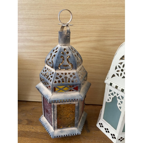 135 - Oriental Style Electric Lantern and Candle Lantern