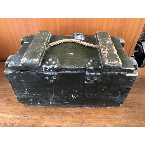 96 - Vintage Wooden Greek Military Ammunition Box (45 w. x 25 D. x 26cm H.)