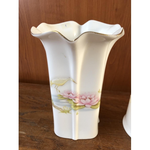 86 - Set of Vintage Floral Porcelain Vase and 2 Small Bowls