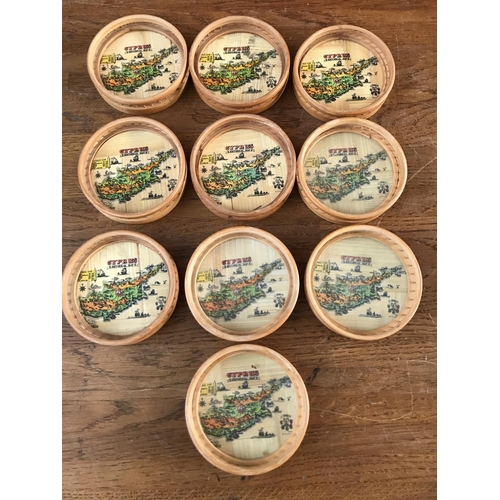 352 - Collection of 10 'Cyprus' Wooden Coasters