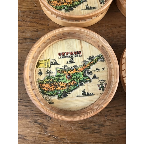 352 - Collection of 10 'Cyprus' Wooden Coasters