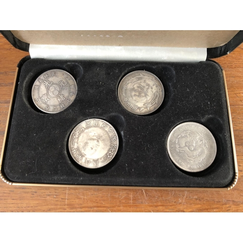 356 - Collection of 4 Good Luck Coins/Tokens in Box