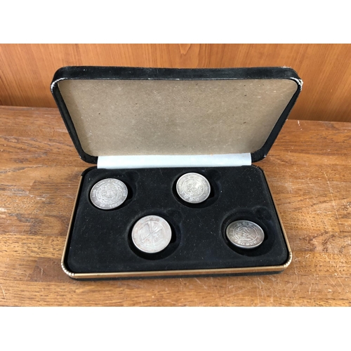 357 - Collection of 4 Good Luck Coins/Tokens in Box