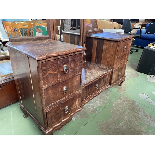 206 - Large Vintage Dressing Table with 7 Drawers and Lion Head Handles (137 W. x 47 D. x 76/170cm H.)