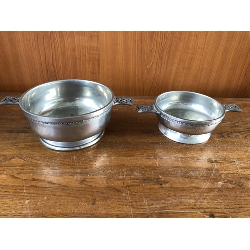 296 - x2 Scottish Pewter Quaich Bowls