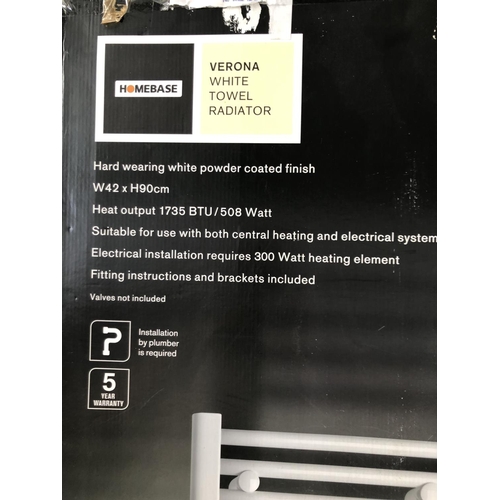 119 - Homebase Verona White Towel Radiator (Unused, Boxed)