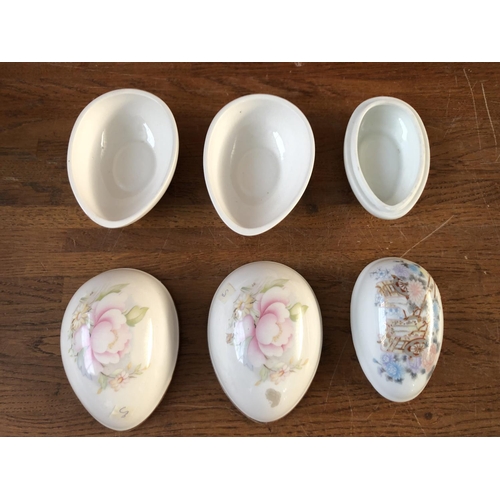 136 - x3 Porcelain Egg-Shaped Trinket Boxes