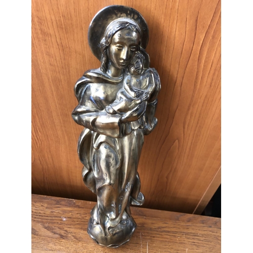 106 - Antique German Cast Iron Wall Mounted Virgin Mary Figure (38cm H.) - Taken Back on 29/10/2022