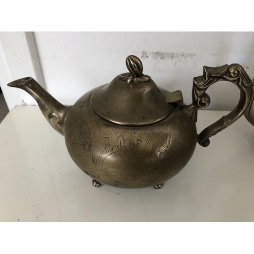 115 - Vintage Brass Tea/Coffee Set (x4pcs)