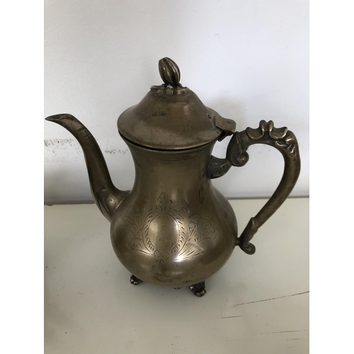 115 - Vintage Brass Tea/Coffee Set (x4pcs)