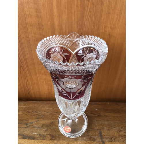 146 - 'Anna Hutte' Large Vintage German 24% Lead Crystal Vase (33cm H.)