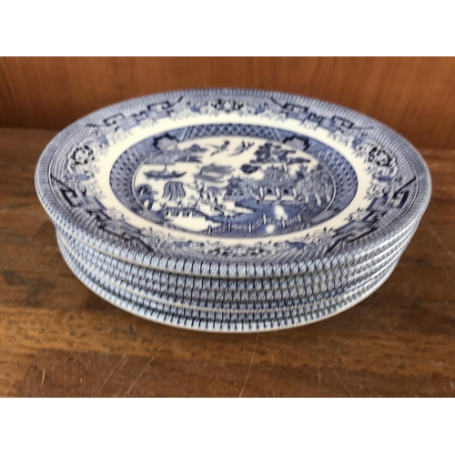 73 - Royal Wessex Queen's by Churchill Tonquin Blue Dessert Plates Set of 6