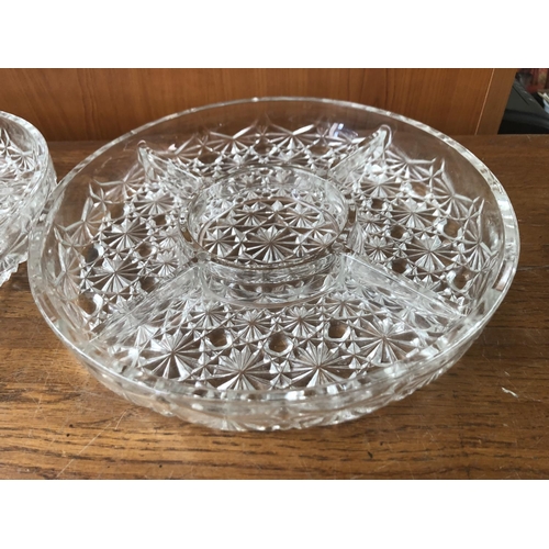 100 - x2 Crystal Sectioned Nut Serving Platters (25cm Ø/each)