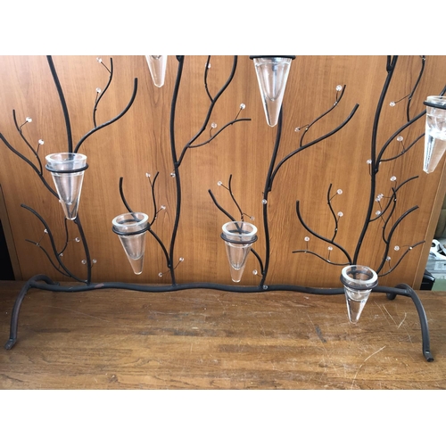 150 - Large Metal Glass 4-Tree Branch Candle Holder (78cm W. x 84cm H.)