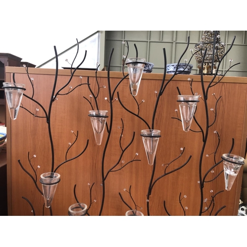 150 - Large Metal Glass 4-Tree Branch Candle Holder (78cm W. x 84cm H.)