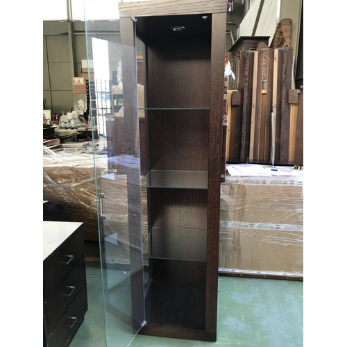 354 - Tall Wenge Display Cabinet/Vitrine with Glass Shelves and Internal Lighting (50 W. x 50 D. x 180cm H... 