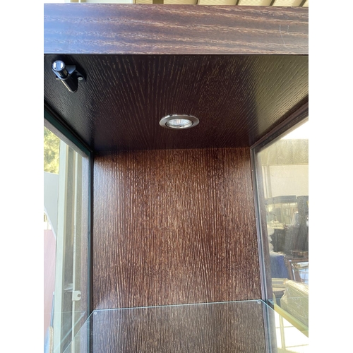 354 - Tall Wenge Display Cabinet/Vitrine with Glass Shelves and Internal Lighting (50 W. x 50 D. x 180cm H... 