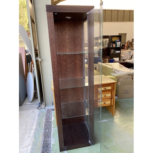 354 - Tall Wenge Display Cabinet/Vitrine with Glass Shelves and Internal Lighting (50 W. x 50 D. x 180cm H... 