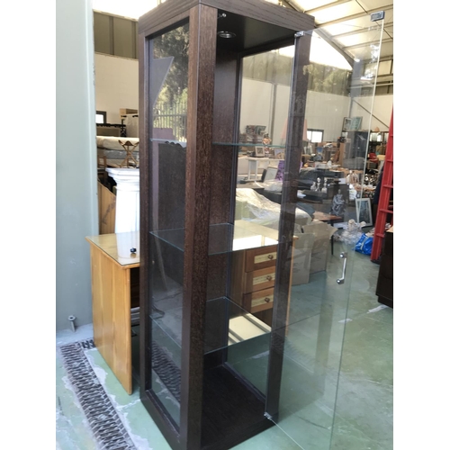 355 - Tall Wenge Display Cabinet/Vitrine with Glass Shelves and Internal Lighting (50 W. x 50 D. x 180cm H... 