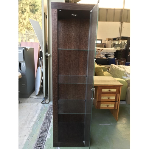 355 - Tall Wenge Display Cabinet/Vitrine with Glass Shelves and Internal Lighting (50 W. x 50 D. x 180cm H... 