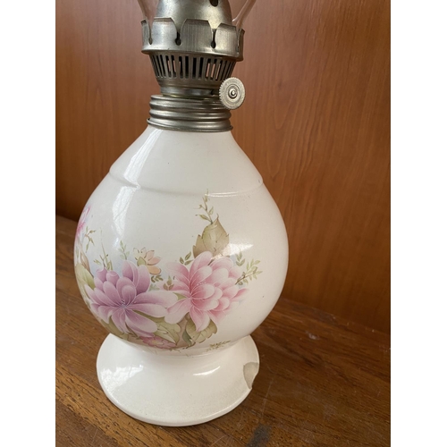 127 - Vintage Ceramic Floral Oil Lamp (Chip on Base)