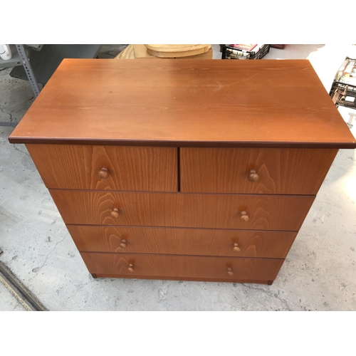 176 - Solid Wood Chest of 5 Drawers (86 W. x 45 D. x 87cm H.)